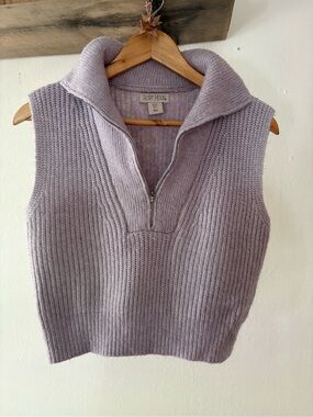 ruby moon Lavender Zip-Neck Knit Sweater Vest